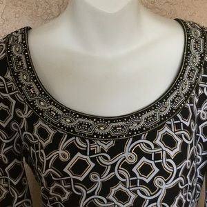 WHBM Gold Beaded Cocktail Holiday Dress S EUC